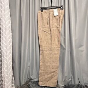 Clearance new Cold Water Creek 100% Linen Natural Fit Bootcut 14 Pin Striped Tan